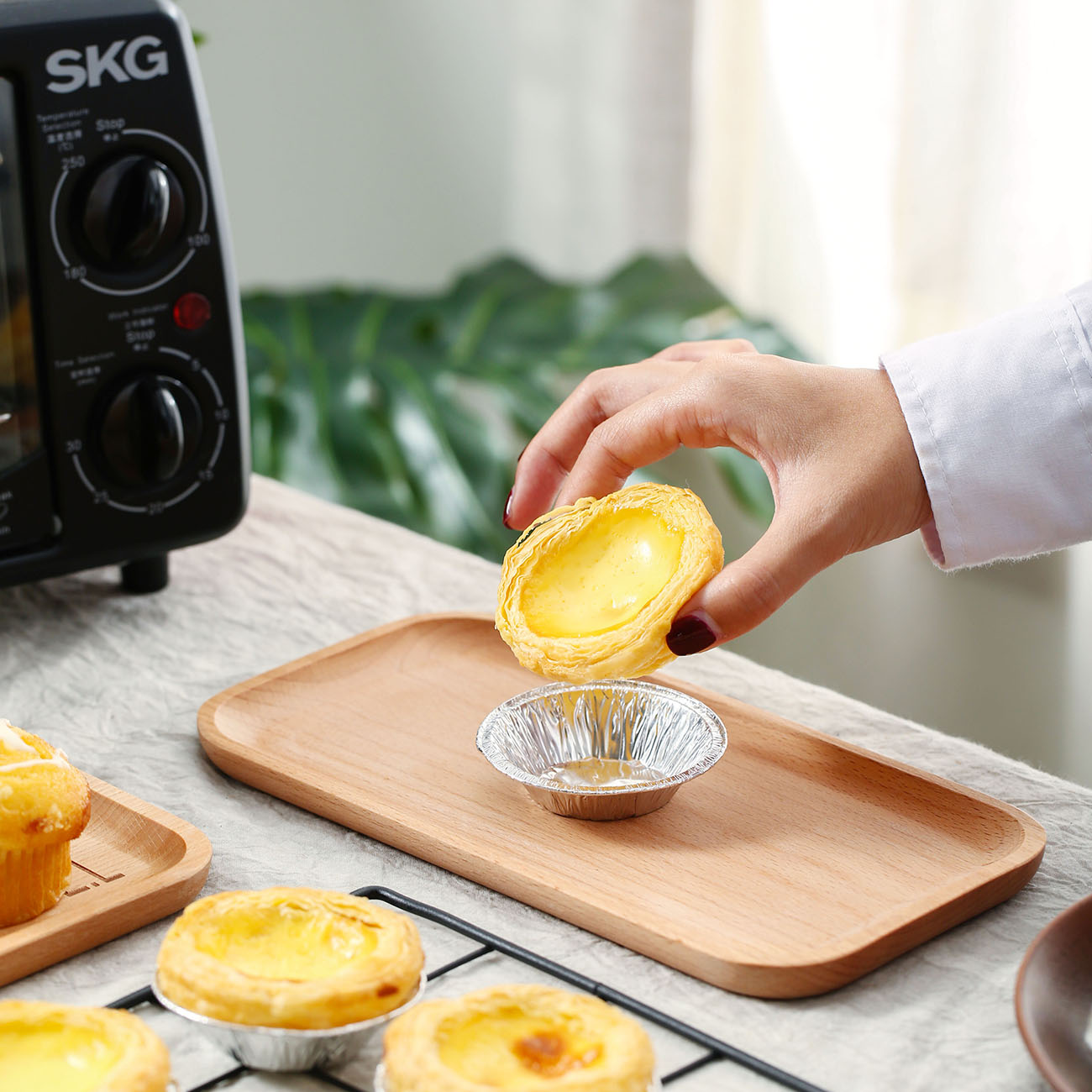 Lốc 100 khuôn giấy làm bánh tart trứng dùng một lần phong cách Bồ Đào Nha tiện dụng