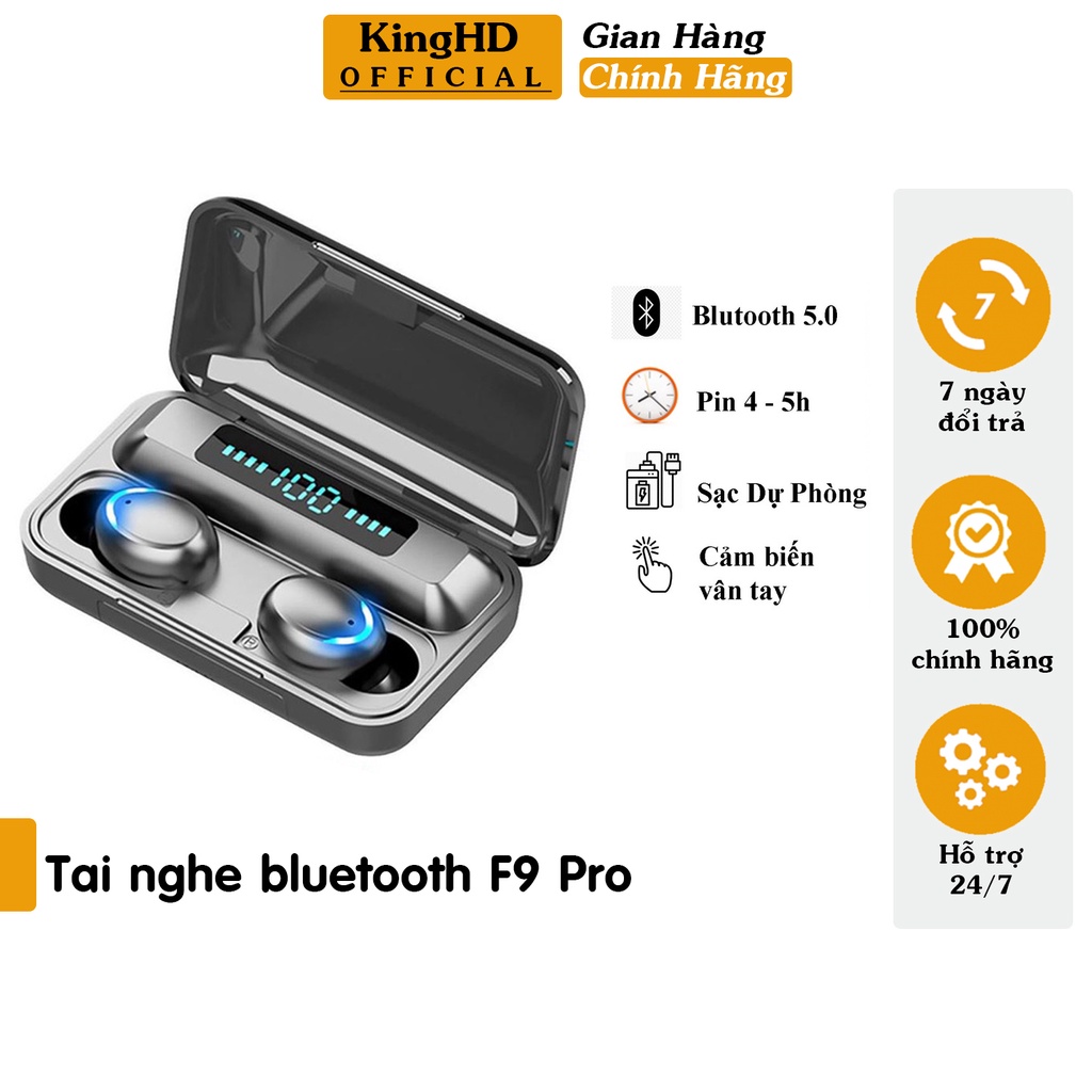 Tai Nghe Bluetooth Không Dây TWS, Tai Nghe Bluetooth Amoi F9 Pr - Cảm Biến Vân Tay, Hiển Thị Phần Trăm Pin