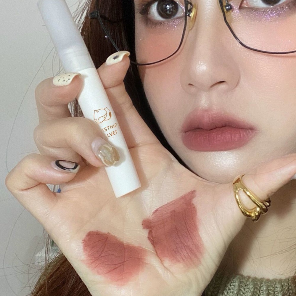 ✪✪Daimanpu Chestnut Velvet Matte Lipstick Son lì DAIMANPU mềm mịn như nhung chống thấm nước chống khô môi lâu trôi Waterproof Lip gloss Long Lasting Nude Lipstick Women Red Lip Tint Beauty Cosmetic