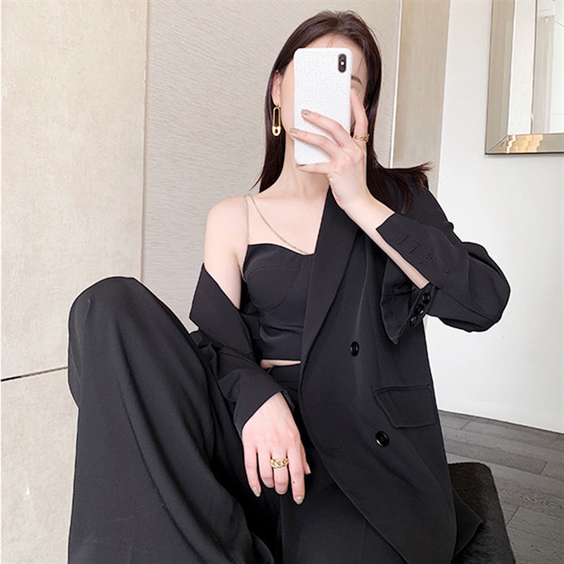 IELGY Áo không tay màu trắng phối dây xích phong cách Pháp cho nữ