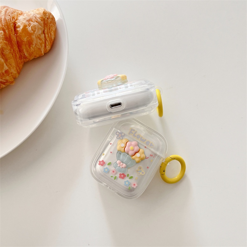 Vỏ Bảo Vệ Hộp Sạc Tai Nghe Bluetooth Không Dây Airpods 1/2 Pro 3 Bằng tpu Họa Tiết Hoa Độc Đáo Thời Trang