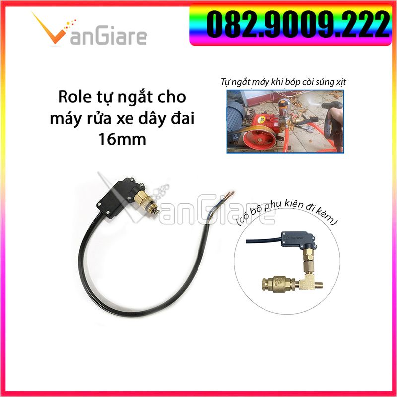 [Chống nước, điều chỉnh được] Rơ le áp lực tự ngắt máy rửa xe dây đai - công tắc áp suất máy rửa xe dây curoa ren 16mm