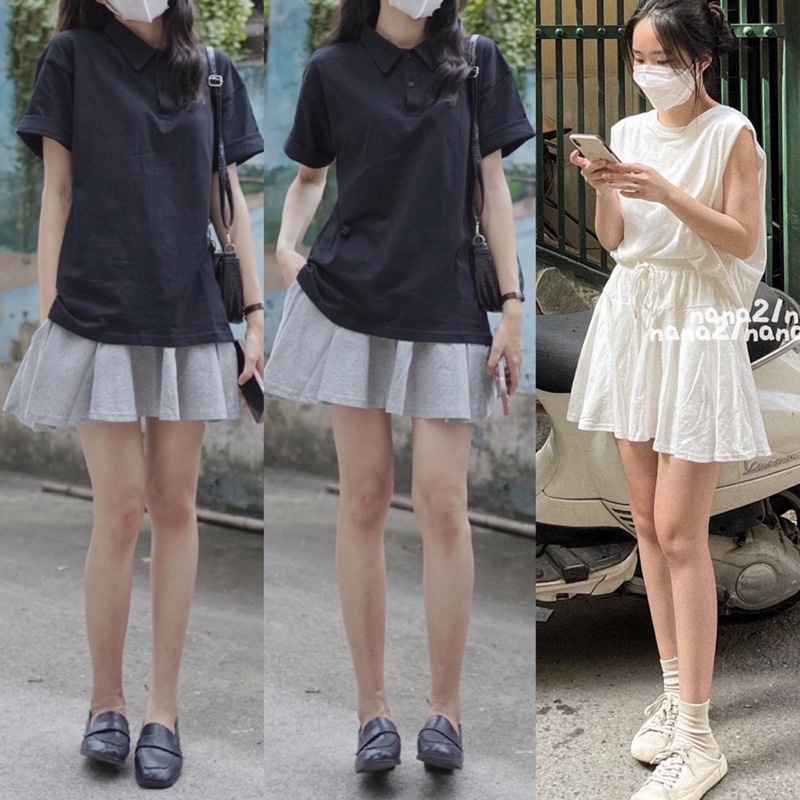 [Ảnh thật/Video] Chân váy xoè Goness lưng thun màu trơn có lót trong thời trang cho nữ Chân váy cotton dáng thể thao