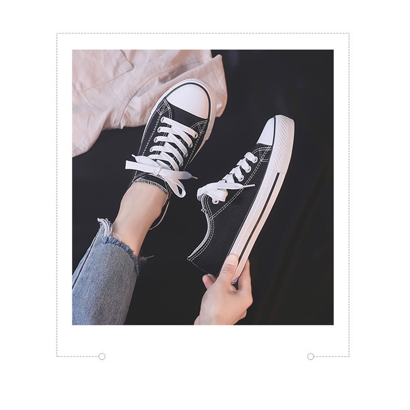 Giày vải cho nam nữ cổ thấp màu đen kiểu dáng thể thao, vải sợi thoáng khí, đế cao su non, đủ size từ 35 đến 42