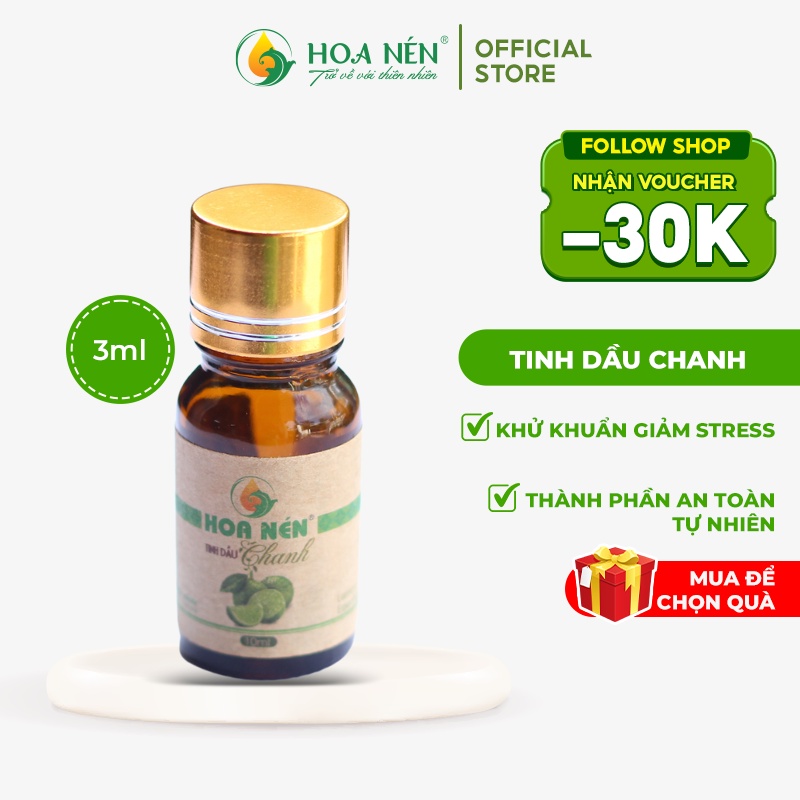 Tinh dầu Chanh 3ml - Hoa Nén - Hương thơm mát, khử mùi, ẩm mốc, đuổi muỗi, côn tr.ùng