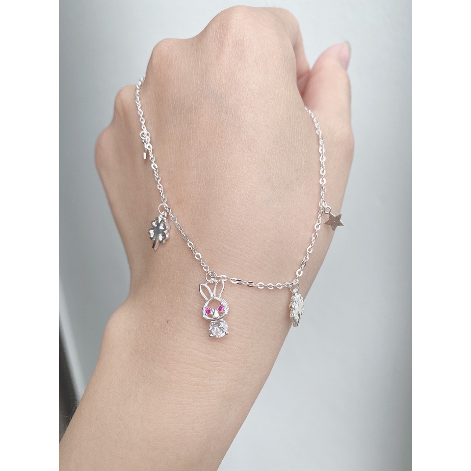 Lắc chân nữ bạc ta mặt hình thỏ cá tính - Trang sức bạc Evasilver