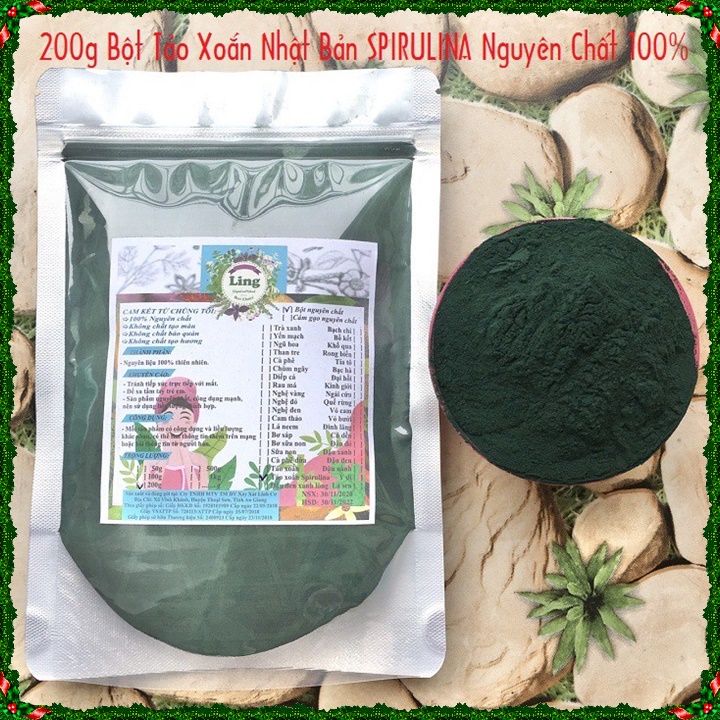 [Hàng Cao Cấp] Bột Tảo xoắn Nhật Bản SPIRULINA 200g sấy lạnh nguyên chất thiên nhiên 100% có giấy VSATTP và ĐKKD dùng đa