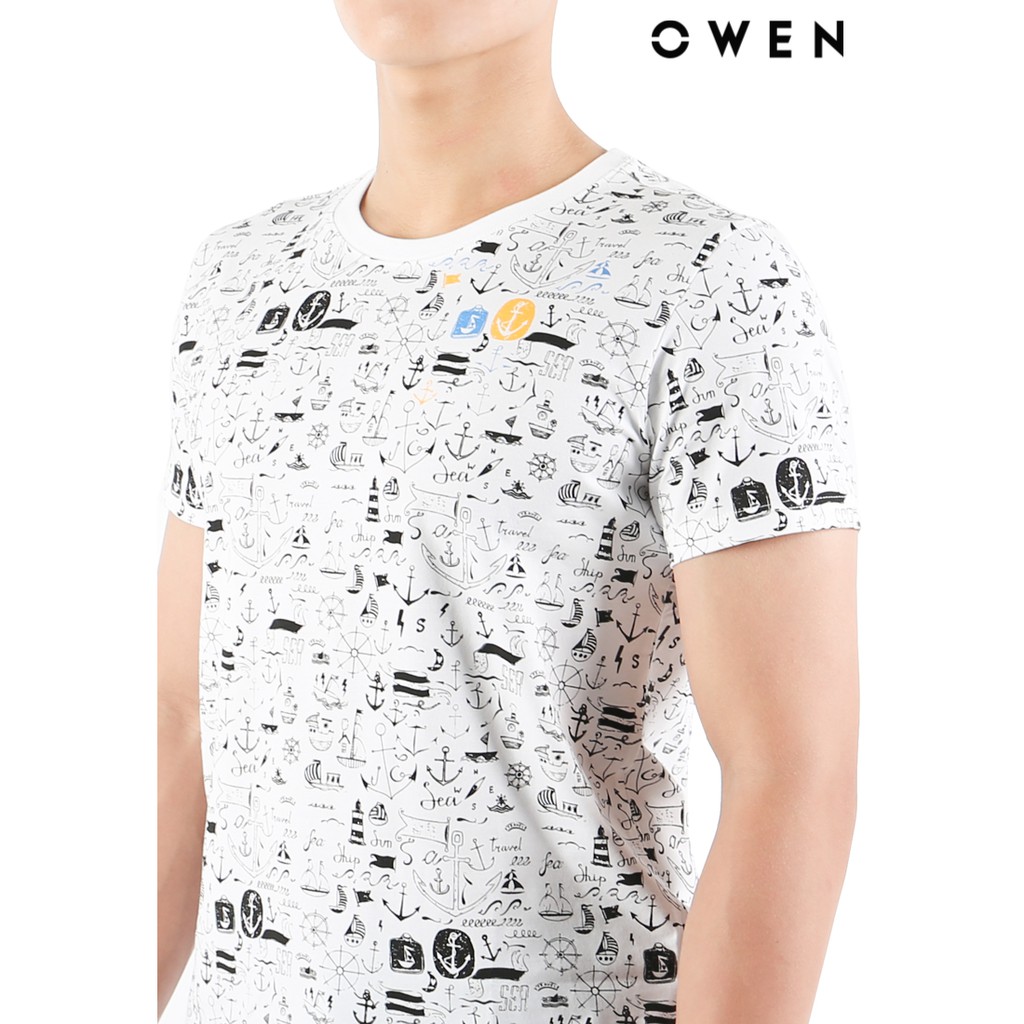 Áo Tshirt ngắn tay Owen Cotton Bodyfit màu trắng - TSN20370 | BigBuy360 - bigbuy360.vn