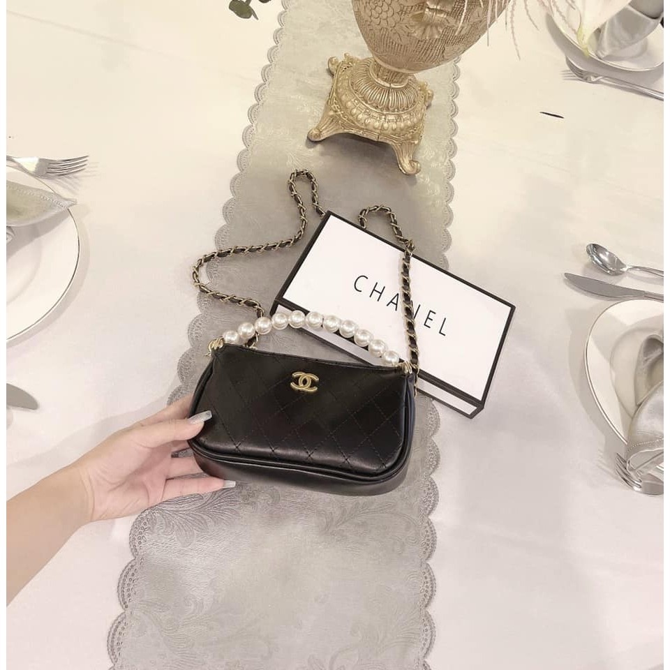 Túi Xách Nữ Đeo Chéo Dây Xích Quai Ngọc Thêu Chỉ Ô Trám Tiểu Thư Giá Rẻ M42