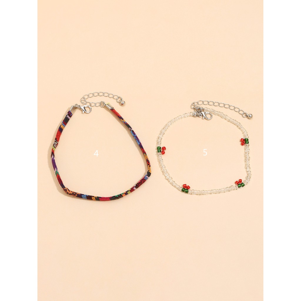 Vòng chân kết hạt ngọc trai vỏ sò nhiều màu thời trang cho nữ