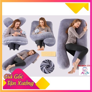 Gối ôm bà bầu hình chữ U vải nhung cao cấp