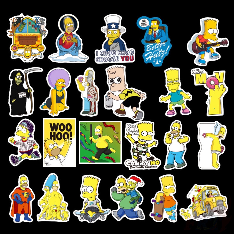 100Pcs/Set ❉ The Simpsons - Series A Giấy và decal dán tường ❉ Cartoon TV Show Mixed Laptop Skateboard Doodle Stickers