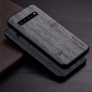 Ốp Lưng Cho Samsung Galaxy S10 Plus Lite S10E 5G funda Họa Tiết Gỗ Tre Da Cao Cấp coque