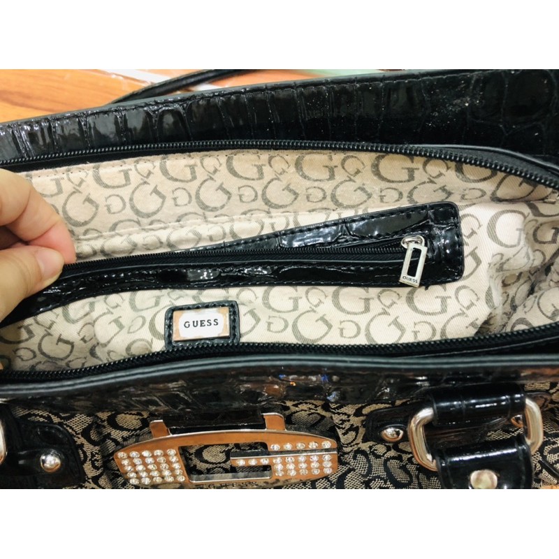 Túi si da thật phối vải hiệu