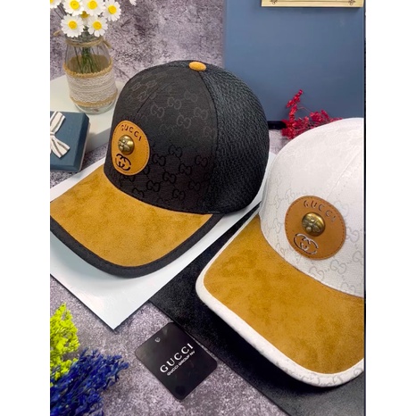 Nón kết, mũ lưỡi trai nam nữ GUCCI BEE VIỀN DA vải kaki dày mịn