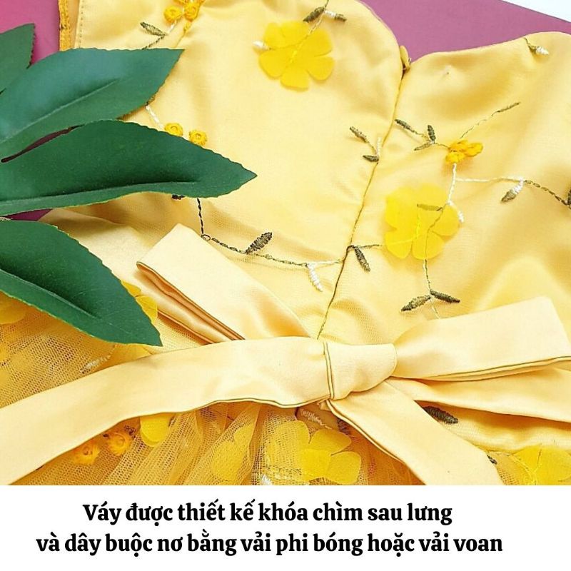 Váy đầm công chúa bé gái LYDOBB hàng công ty may kĩ họa tiết 3D nổi bật