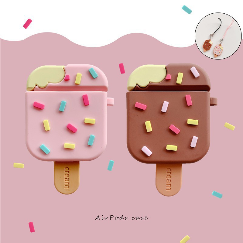 Airpods gen 2 cover cute popsicle ice cream chocolate soft airpods case anti-drop