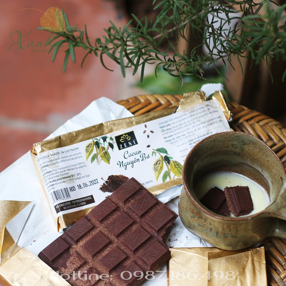 [Zeni Chocolate] Cacao Nguyên Bơ Thanh 170G- Béo Ngậy và Giàu Dinh Dưỡng- Full Of Antioxidiants Cacao Powder [Xanh Suốt]