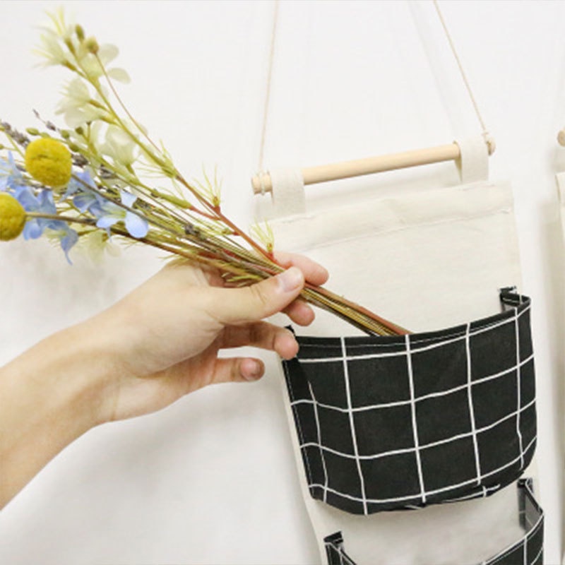 Túi Treo Tường Đựng Đồ 3 Tầng - Túi Vải Canvas Decor Nhà Cửa Phong Cách Vintage
