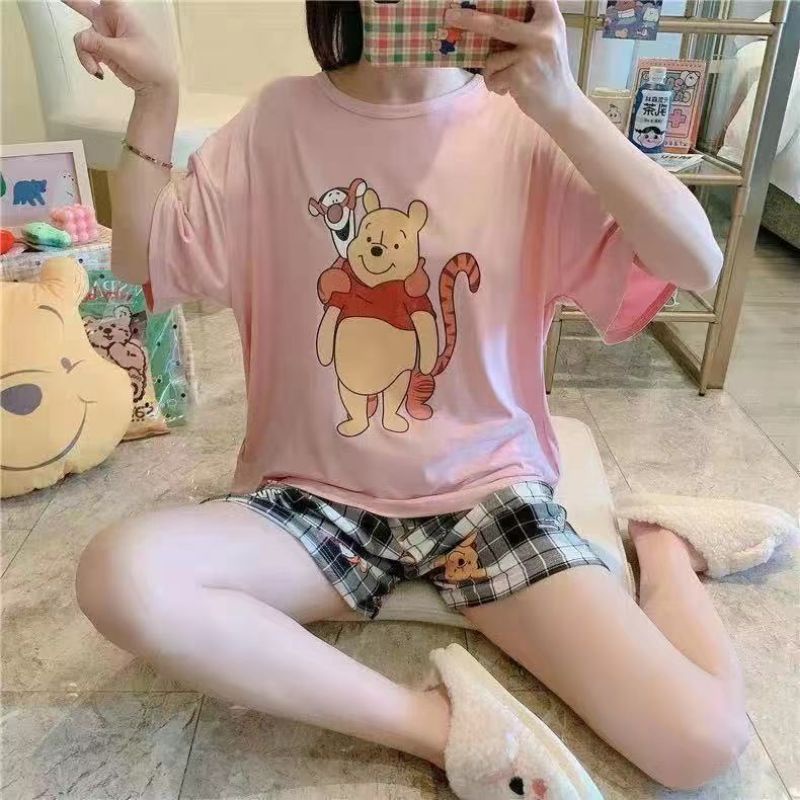 Đồ bộ thun tay ngắn hoạt hình đáng yêu cho bạn gái