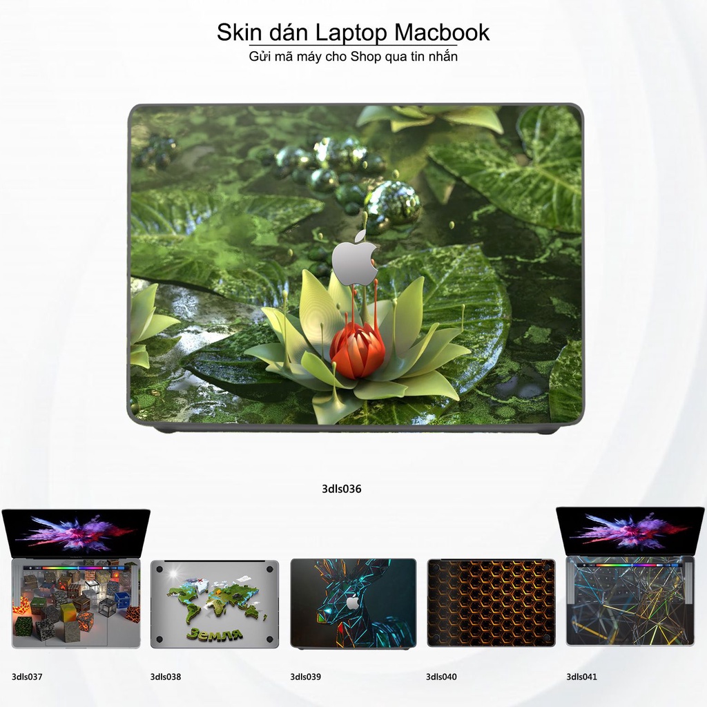 Skin dán Macbook mẫu 3D Green (đã cắt sẵn, inbox mã máy cho shop)