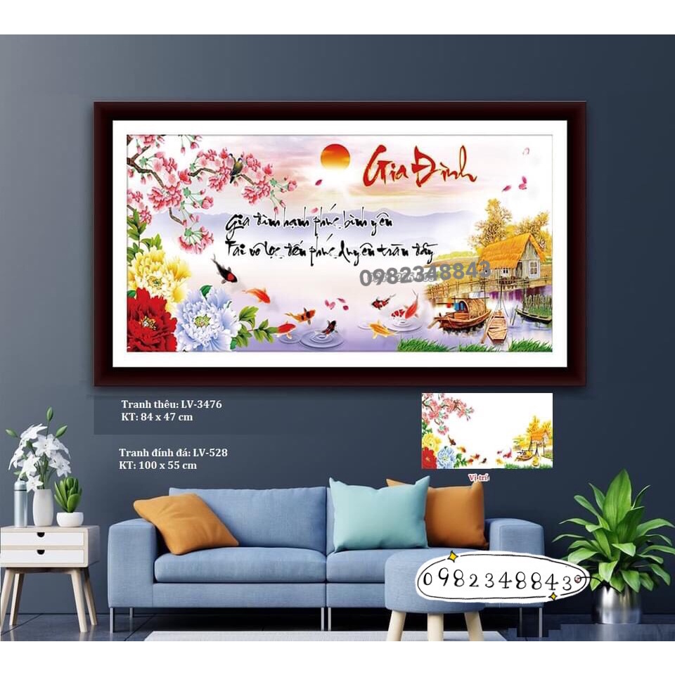 Tranh đính đá gia đình KT:100x55cm ,tranh gắn đá chưa gắn.