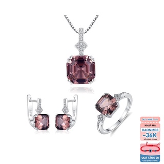 Bộ Trang Sức Bạc Nữ Đính Đá Nâu Hồng Sang Trọng Cho Nữ BNT613-Bảo Ngọc Jewelry