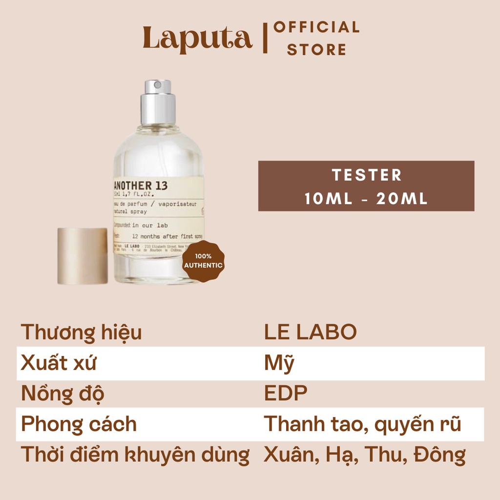 Nước Hoa Unisex Le Labo Another 13, Mẫu thử 2ml, 5ml,10ml