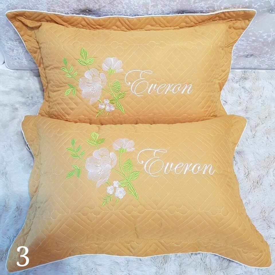 2 chiếc Vỏ gối nằm cotton poly 45x65, vỏ gối trần bông thêu hoa
