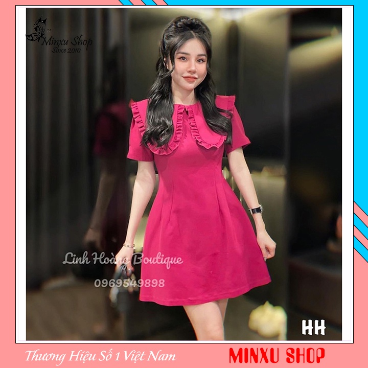 Váy thiết kế nữ cổ sen bèo, váy đi chơi, đi tiệc, đi học nữ tính, nhẹ nhàng mà sang trọng Minxu Shop mã VAY01