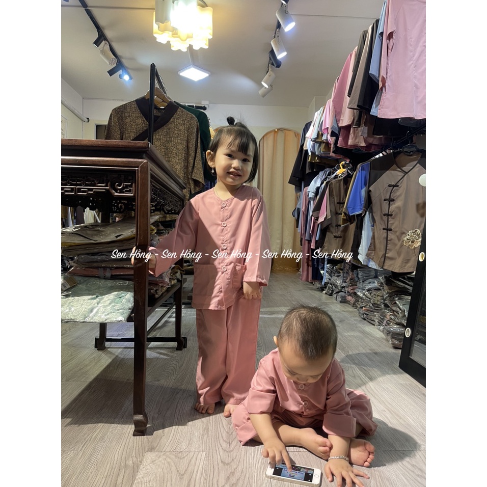 Đồ bà ba cho bé trai bé gái - quần áo lam đi lễ chùa đi chơi - set baba trẻ em vải kate Nhật BBB