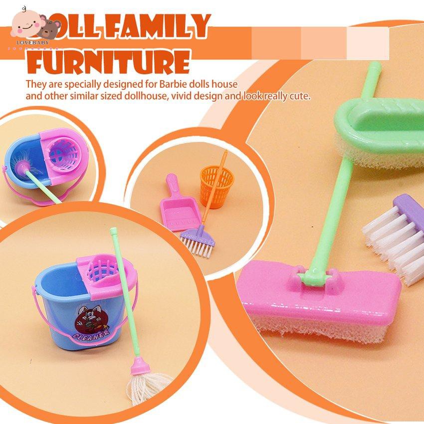 Đồ chơi chổi và đồ hốt rác cho nhà búp bê cho bé