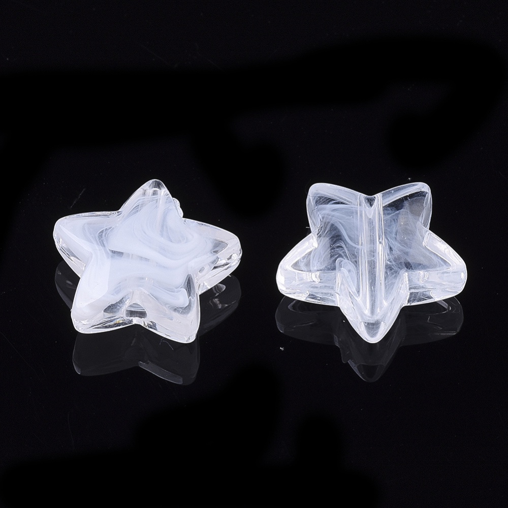 Set 100 hạt acrylic giả đá quý hình ngôi sao trong suốt 3.5x14x5mm lỗ 1.6mm