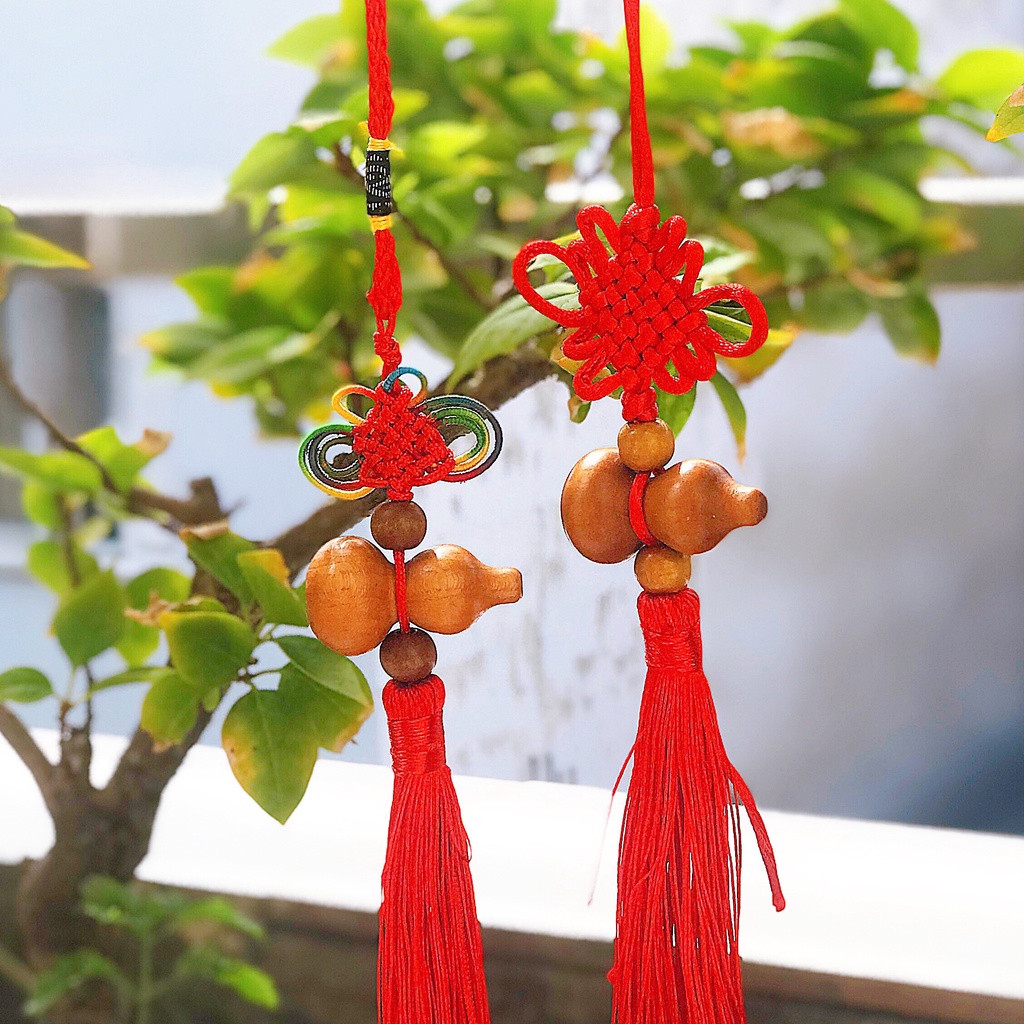 Dây treo hồ lô cát tường đỏ tài lộc phong thủy, thích hợp để trang trí
