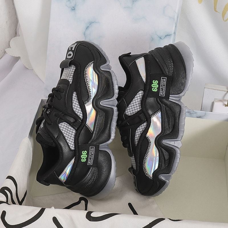 Giày thể thao nữ Ulzzang sneaker nâng độn đế cao 5cm viền rèm lượn sóng màu cam sắc cầu vồng hot trend 2020 mới xinh