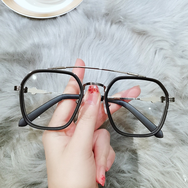 Mắt Kính Gọng Kim Loại Bản To Chống Ánh Sáng Xanh Thời Trang