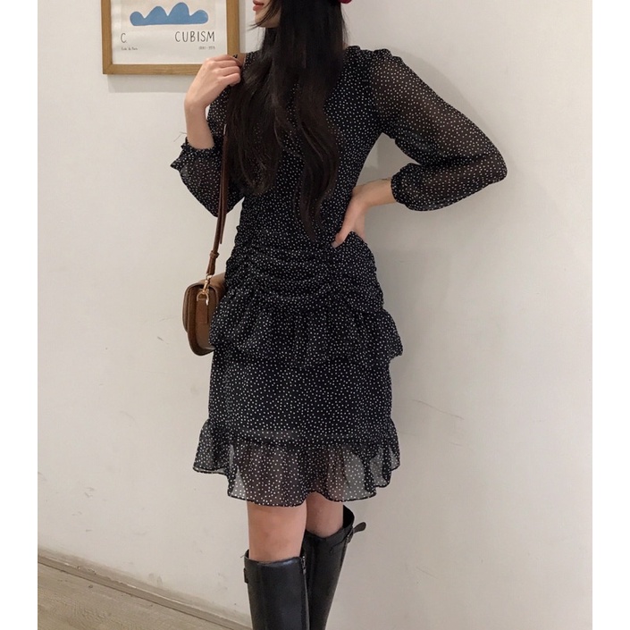 Jennie Dress - Desing by Momizi Váy voan chấm bi đen Momizi, chất voan tơ mềm mại. | BigBuy360 - bigbuy360.vn