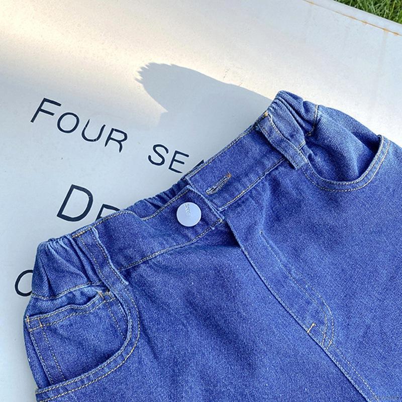 Quần Denim Bé Gái Lưng Thấp Phong Cách Hàn Quốc
