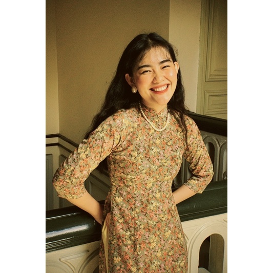 Áo dài truyền thống Se Sẻ hoa nhí đáng yêu