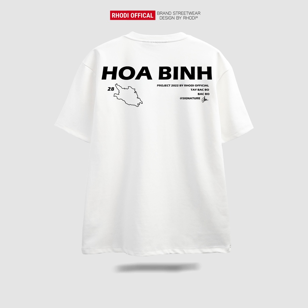 Áo thun local brand RHODI phông cổ tròn tay lỡ unisex nam nữ thế hệ genz Text Hòa Bình