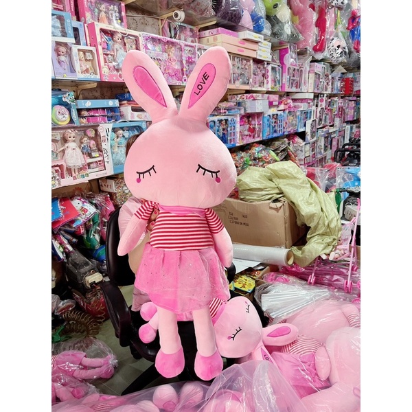 Gấu bông thỏ Hồng, thỏ đầm ngủ siêu đáng yêu