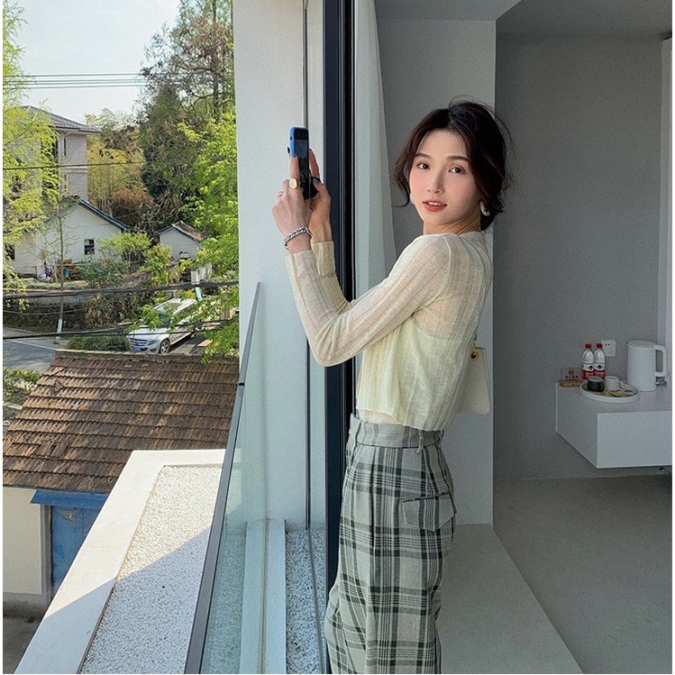 Áo khoác cardigan ZHELIHANGFEI dệt kim mỏng chống nắng dáng ngắn thời trang mùa hè nhiều màu sắc cho nữ