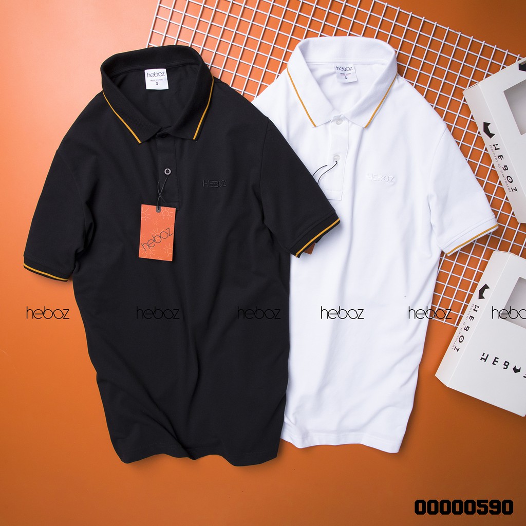 [HẾN STORE MENSWEAR] Áo polo chữ thêu Heboz chất vải co giãn tốt mặc thoải mái - 00000590