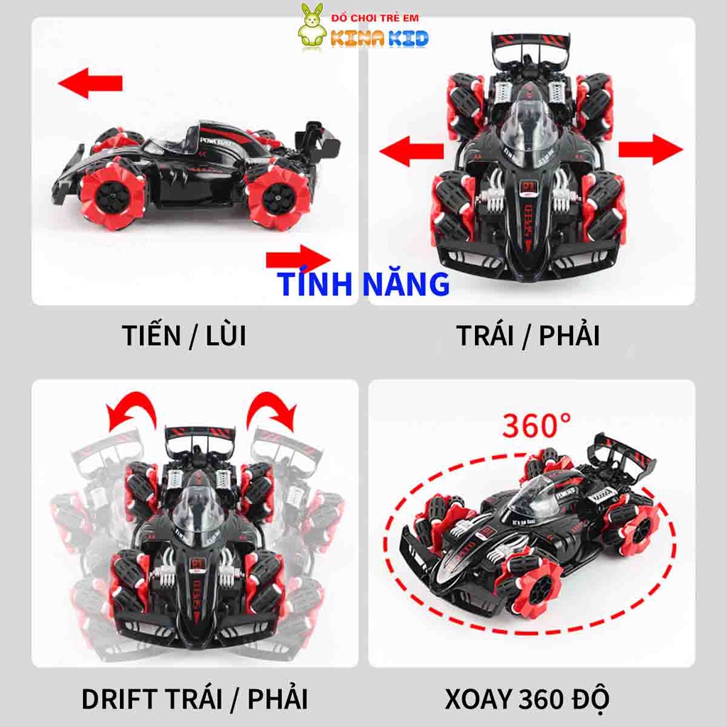 Xe Đua F1 Điều Khiển Từ Xa Drift Wheel, Xoay 360 Độ, Có Đèn, Phát Nhạc, Phun Sương Siêu Ngầu