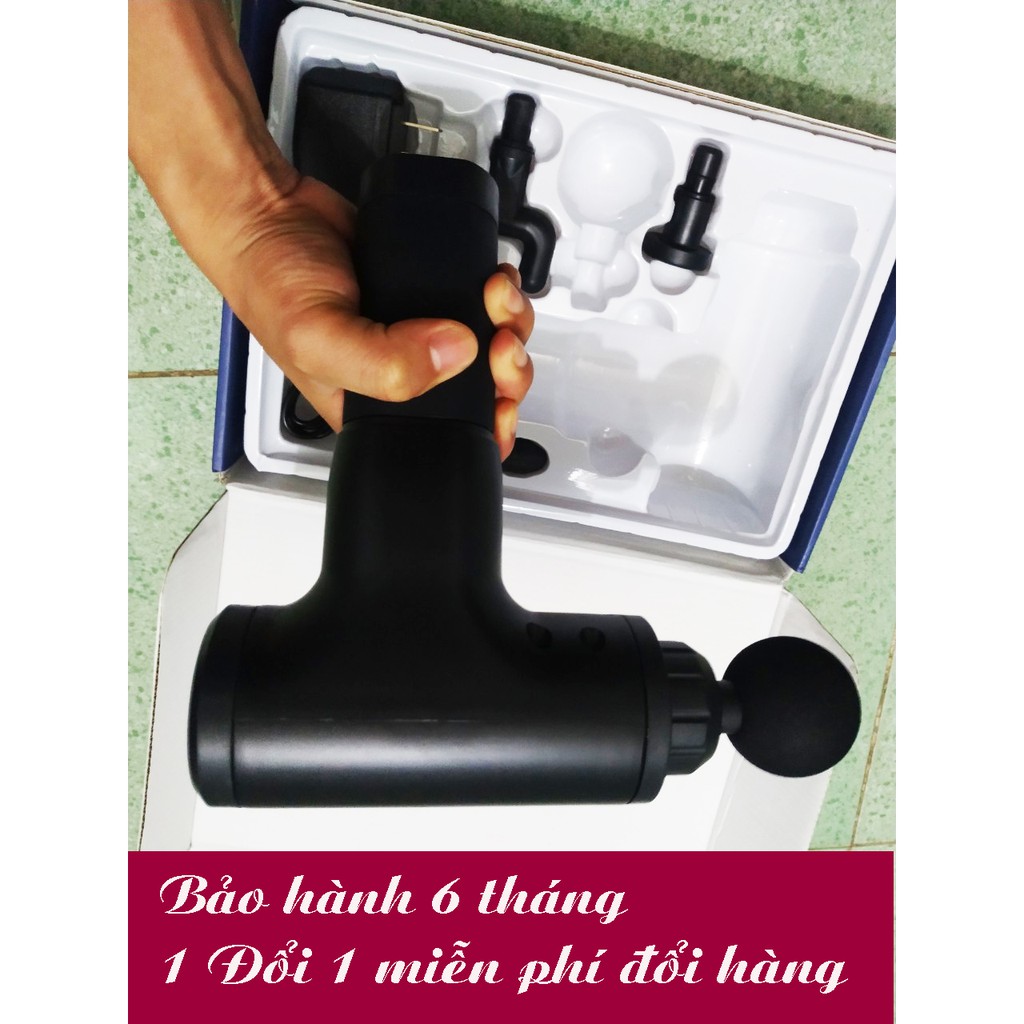 Máy Massage Toàn Thân Fascial Gun, Súng Massage Cơ Thể 4 Đầu 6 Cấp Độ Giảm Đau Mỏi Nhức Cơ Ở Người Già