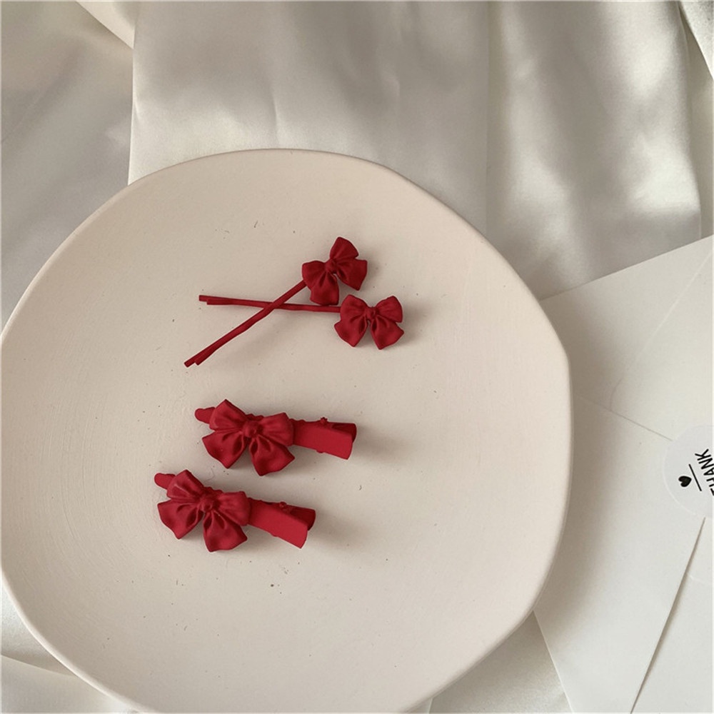 Set 2 Kẹp Tóc Nơ Đỏ Ngọt Ngào