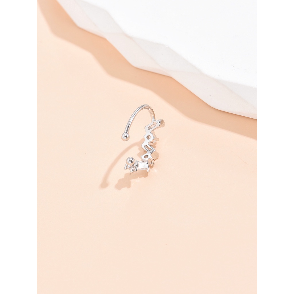 1 Khuyên Tai Tròn Bằng Thép Mạ Vàng Trắng 14K Thời Trang