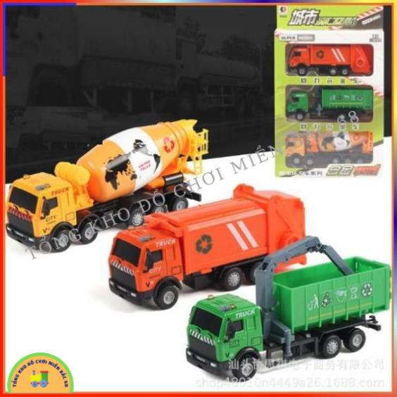 Đồ chơi Hộp 6 xe ô tô môi trường, xe chở rác, xe chở nước, mô hình đồ chơi ô tô cho bé sáng tạo TKMB68