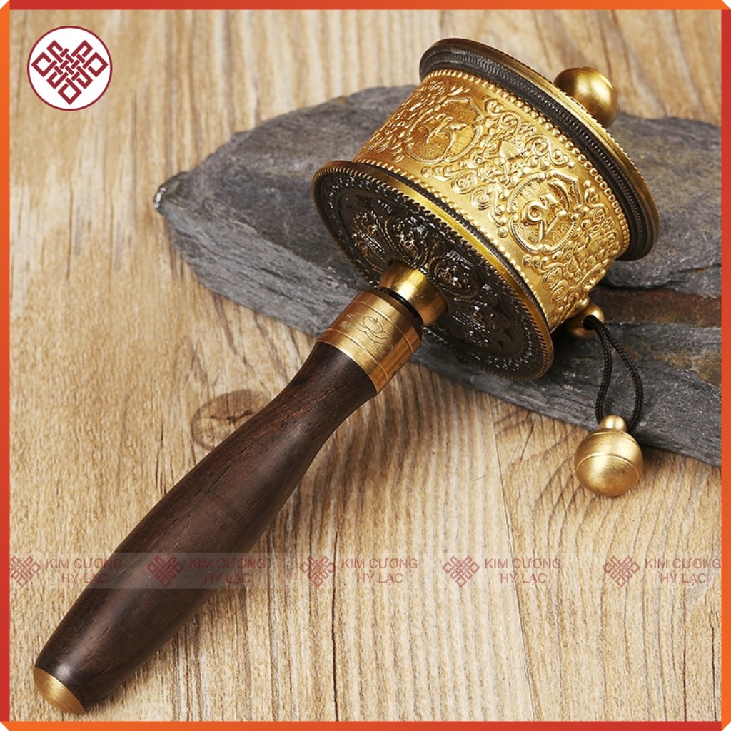 Kinh Luân Cầm Tay Mật Tông [Kim Cương Hỷ Lạc] Viền Đen Đính Đá