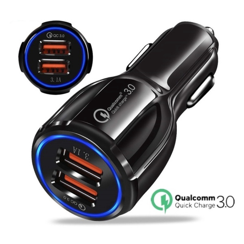 Bộ sạc xe hơi 5V 3.1A + Sạc nhanh Bộ sạc điện thoại Bộ sạc USB kép QC 3.0 cho thiết bị máy tính bảng